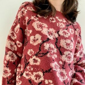 Nanette Lepore Pink Floral Sweater size small